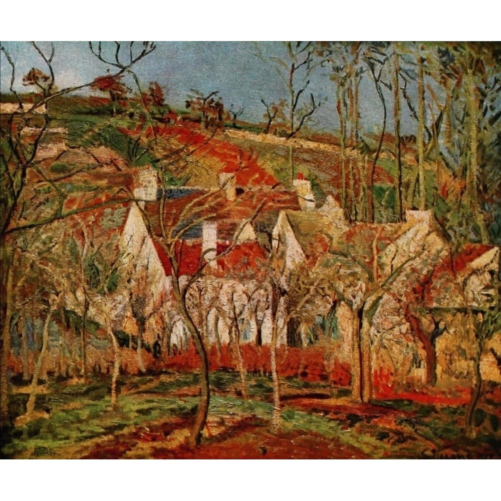 The Red Roofs Poster Print by Camille Pissarro Image 1