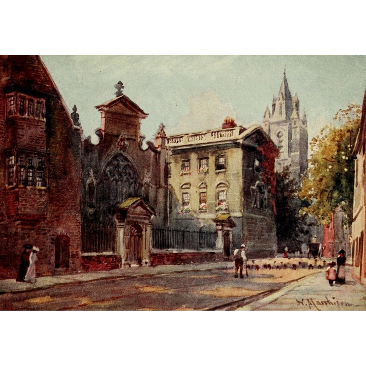 Cambridge 1907 Peterhouse from street Poster Print by William Matthison Image 1