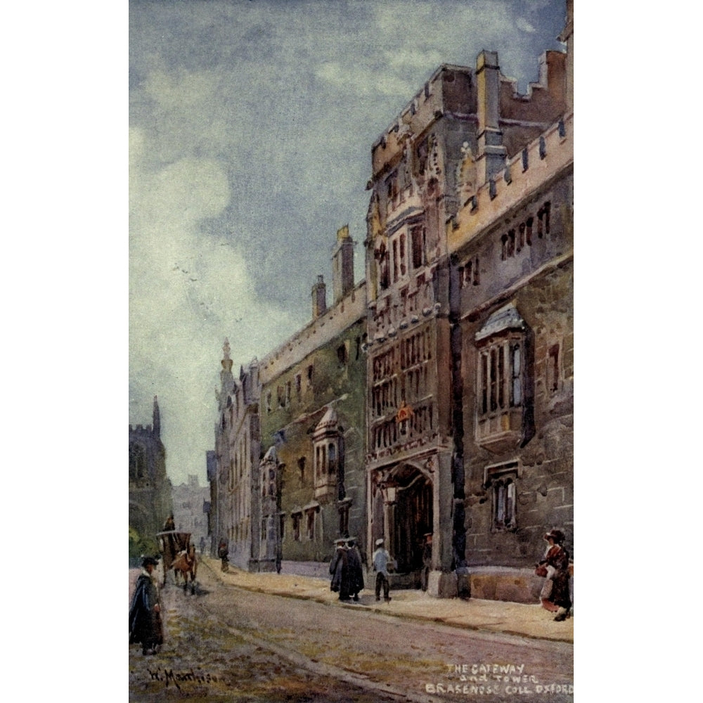 Oxford 1905 Gateway and Tower Brasenose College Poster Print by William Matthison Image 2