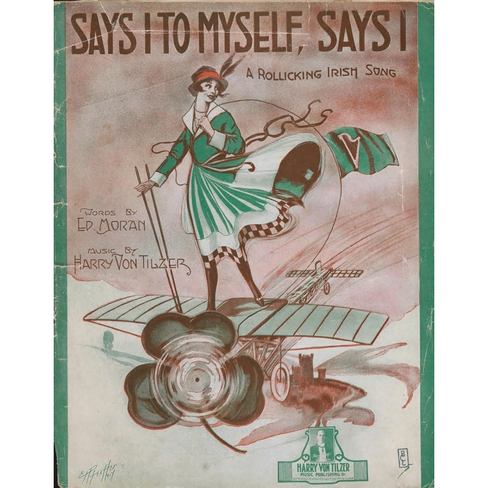 Sheet music cover for Says I to Myself A Rollicking Irish Song Poster Print by E. Pfeiffer Image 1