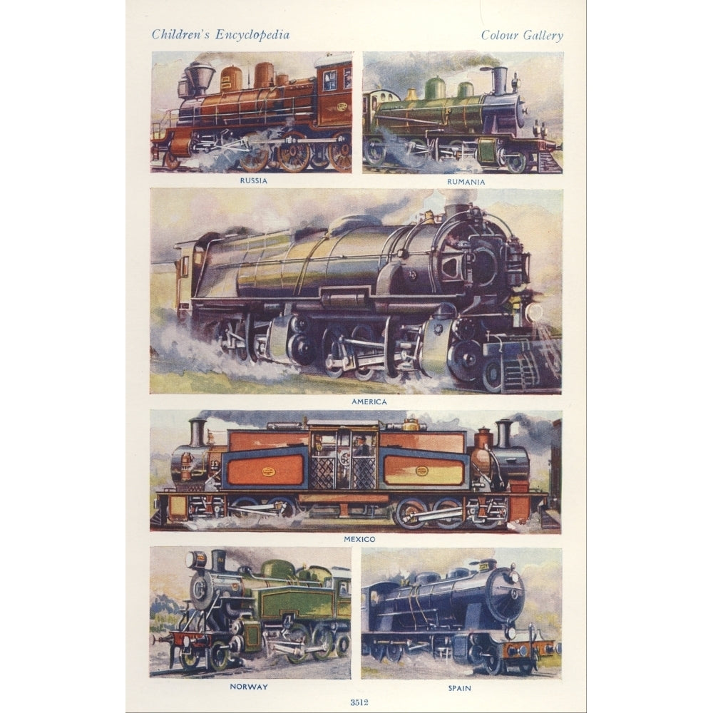 The Childrens Encyclopedia 1930s Trains 5 Poster Print by Unknown Image 2