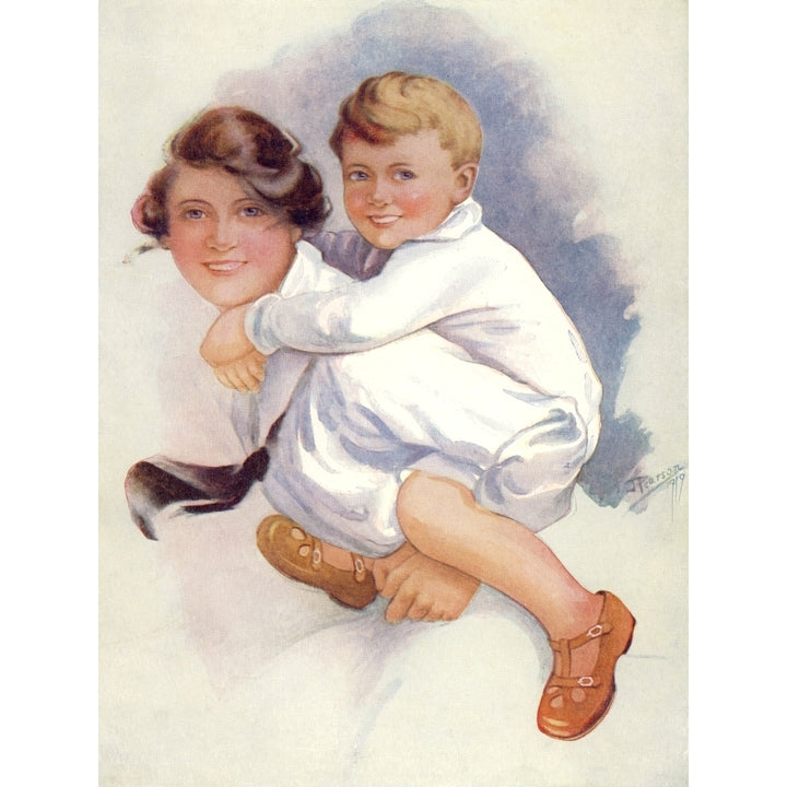 Happy Hours 1920s Mother and child Poster Print by Harry John Pearson Image 1