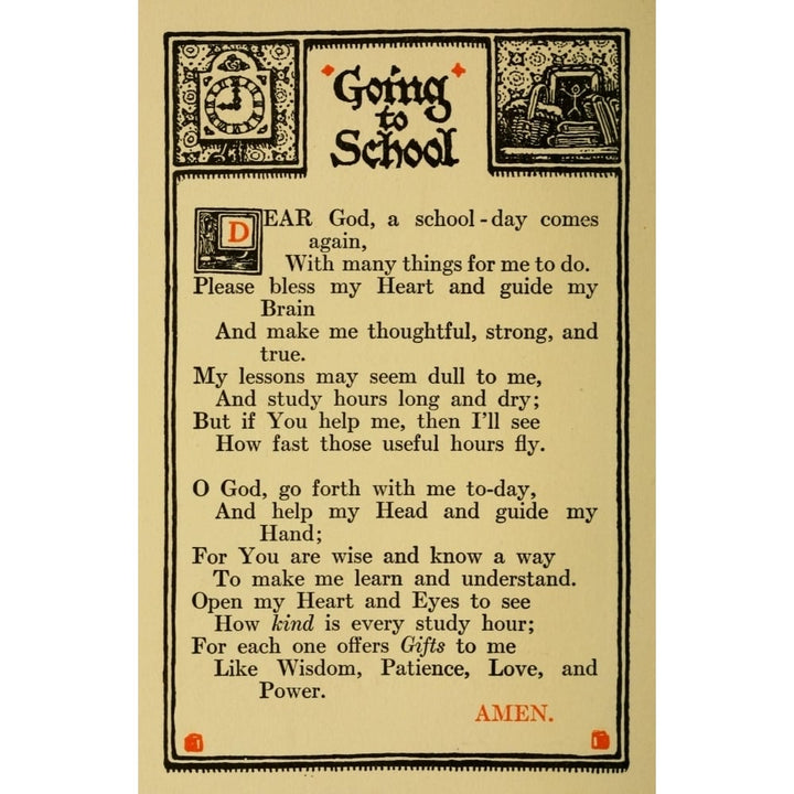 Prayers for Little Men ...1912 Going to school Poster Print by Morgan van Roorbach Shepard Image 1