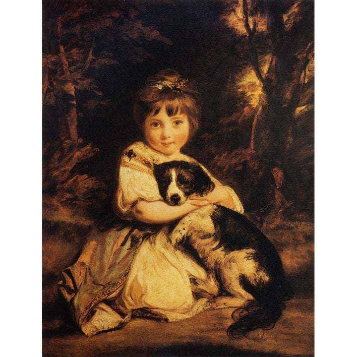 Reynolds 1913 Miss Bowles and her Dog Poster Print by Joshua Reynolds Image 1