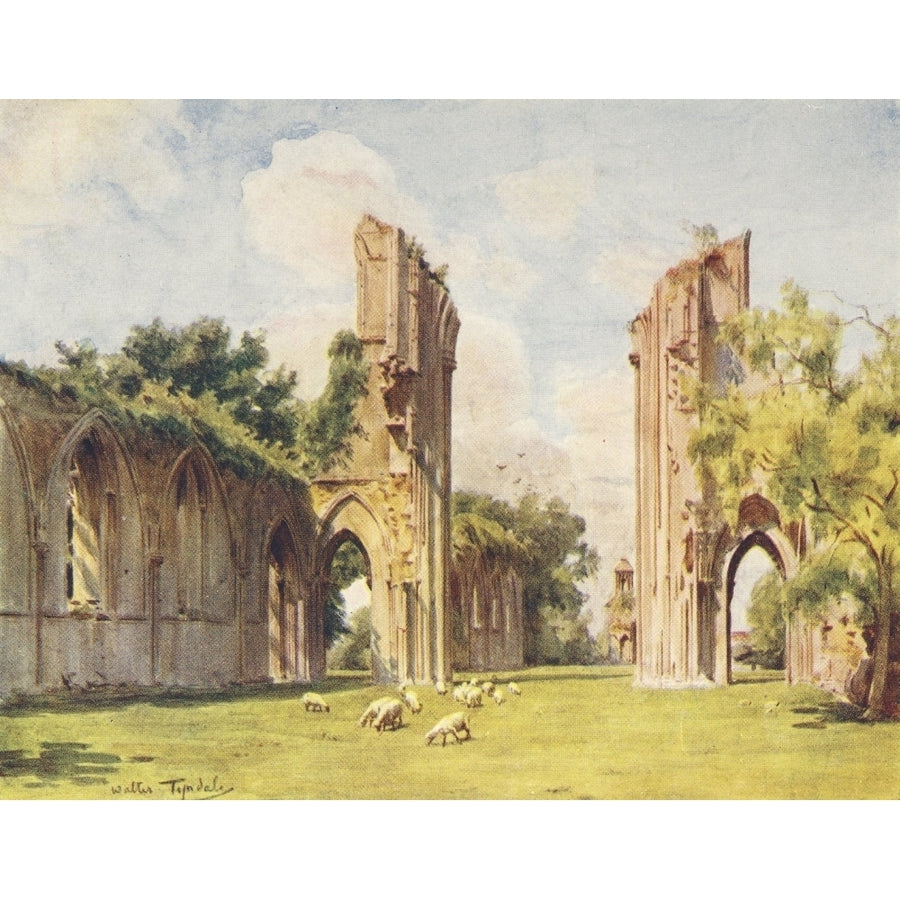 Somerset 1927 Glastonbury Abbey Poster Print by Walter Tyndale Image 1