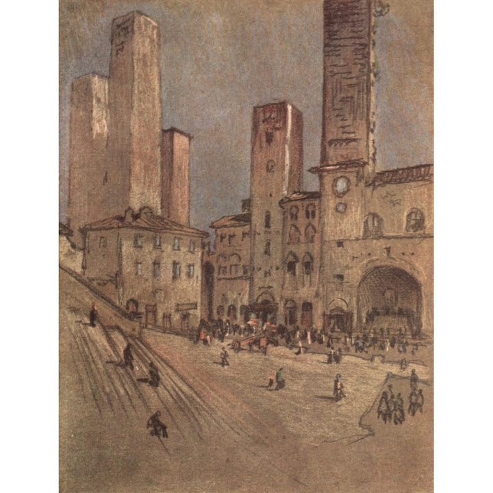 Italian Hours 1909 Towers of San Gimignano Poster Print by Joseph Pennell Image 1