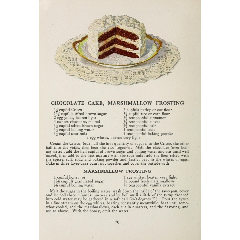 War Time Recipes 1918 Choc Cake Marshmallow frosting Poster Print by Janet McKenzie Hill Image 2