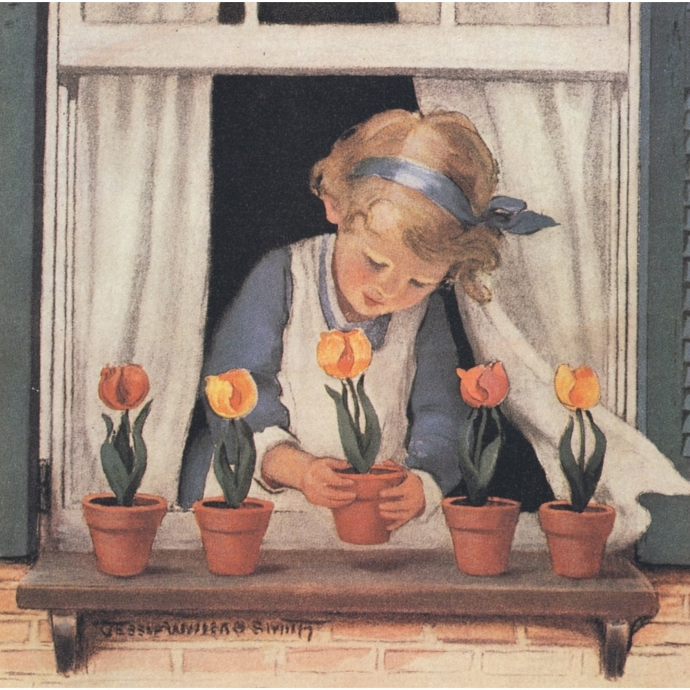 Good Housekeeping Potting tulips Poster Print by Jessie Willcox Smith Image 1