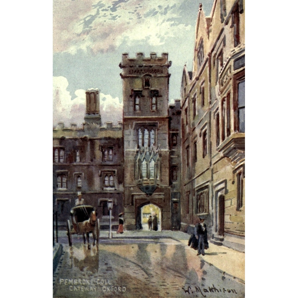 Oxford 1905 Pembroke College Gateway Poster Print by William Matthison Image 1