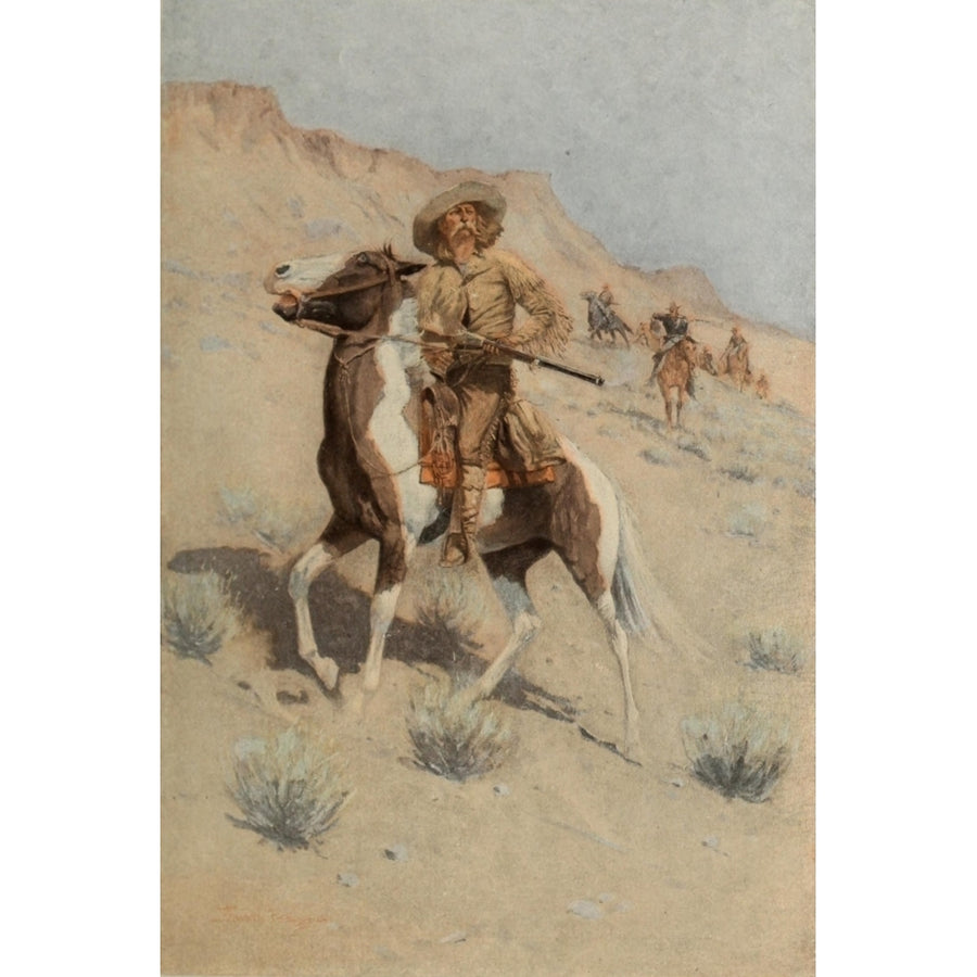 Scribners 32 1902 Mid-west horse and rider Poster Print by Frederic Remington Image 1