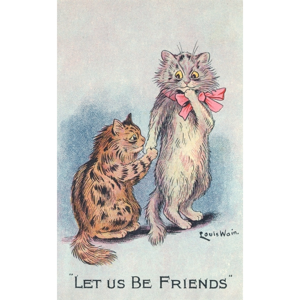 Postcard Let us be friends cats Poster Print by Louis Wain Image 1