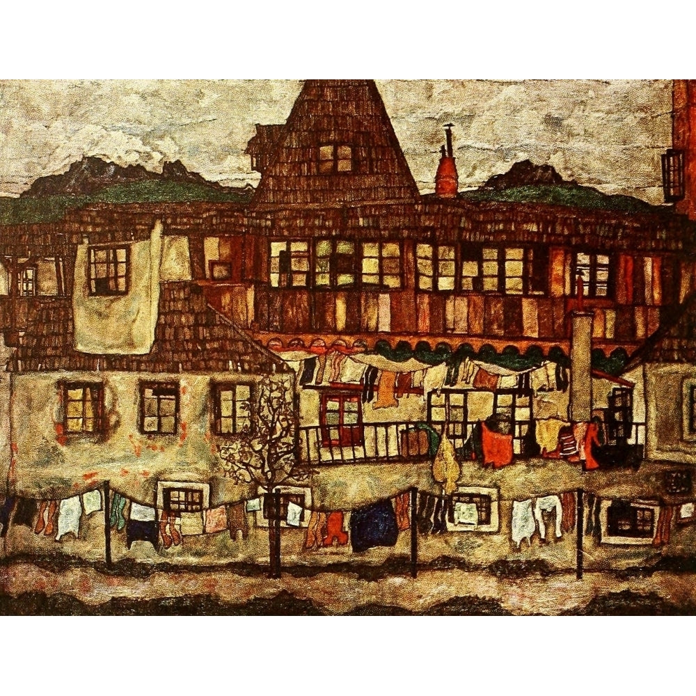 Houses with Drying Laundry 1917 Poster Print by Egon Schiele Image 2