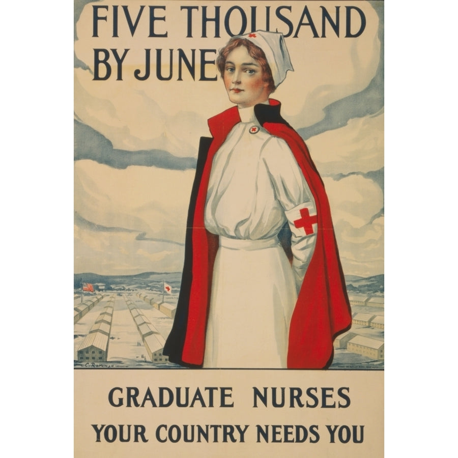 WWI Recruitment Poster 1914 Nurses Your Country Needs You Poster Print by Carl Rakeman Image 1