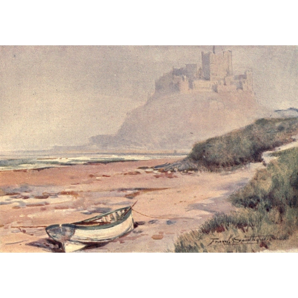 Romance of Northumberland 1907 Bamburgh Castle Poster Print by Frank Southgate Image 1