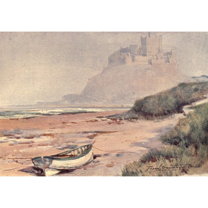 Romance of Northumberland 1907 Bamburgh Castle Poster Print by Frank Southgate Image 1