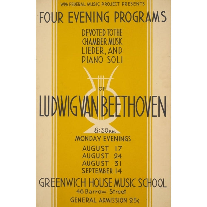 WPA Poster 1936-41 Ludwig van Beethoven Poster Print by Unknown Image 1