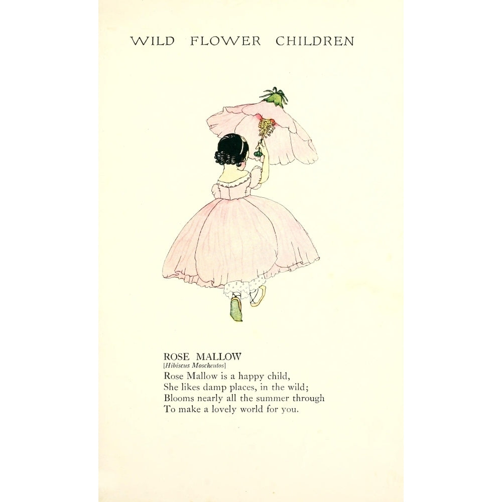 Wild Flower Children c.1918 Rose Mallow Poster Print by Janet Laura Scott Image 1