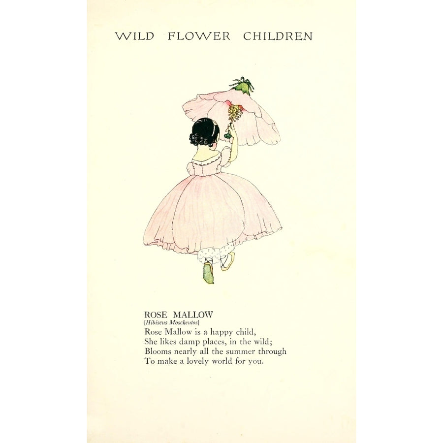 Wild Flower Children c.1918 Rose Mallow Poster Print by Janet Laura Scott Image 1