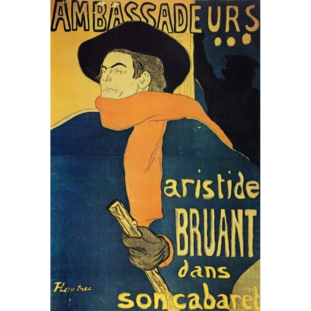 Ambassadeurs  Aristide Bruant dans son cabaret 1892 Poster Print by  Henri de Toulouse-Lautrec Image 1
