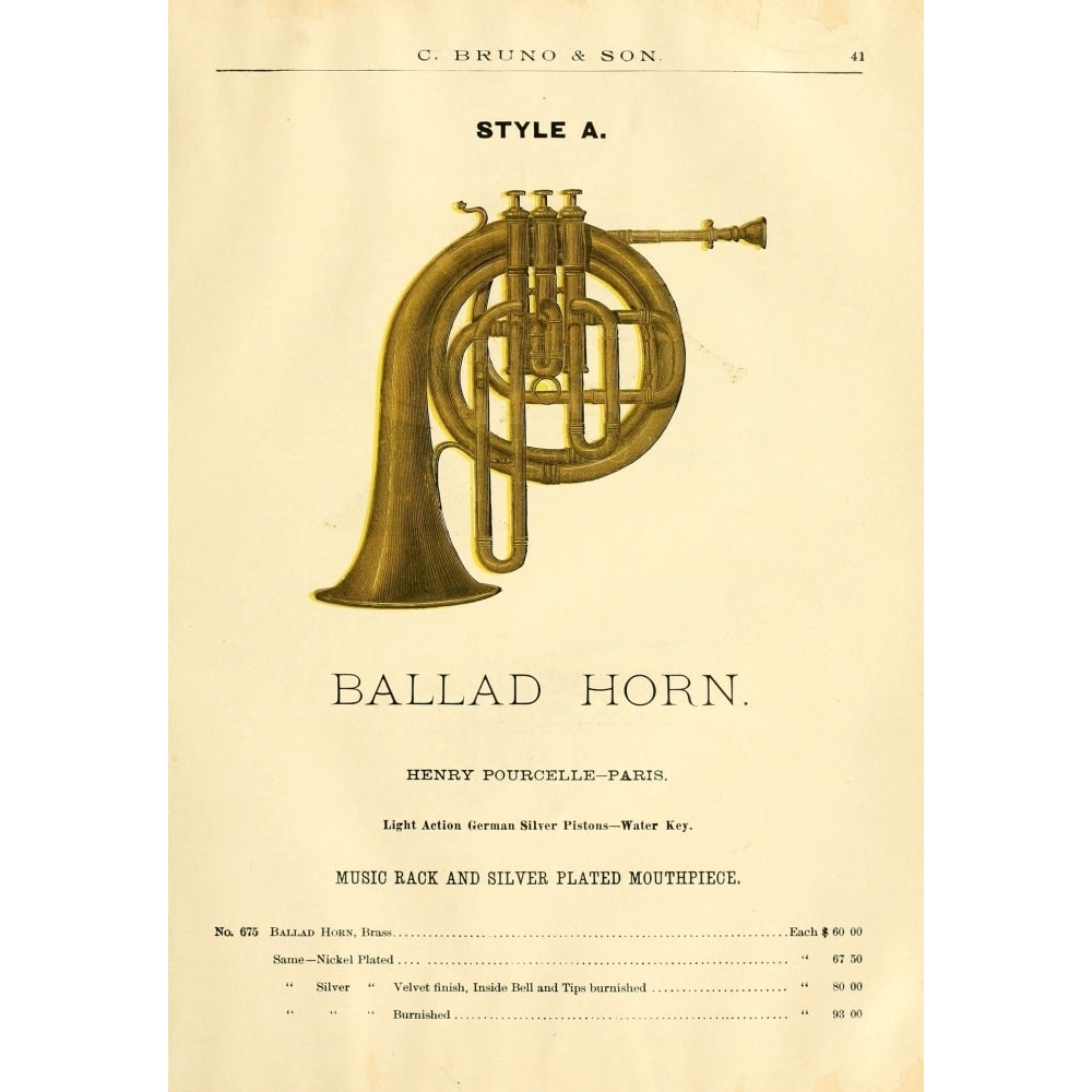 Catalogue C. Bruno and Son c.1890 Ballad Horn Poster Print by Unknown Image 1