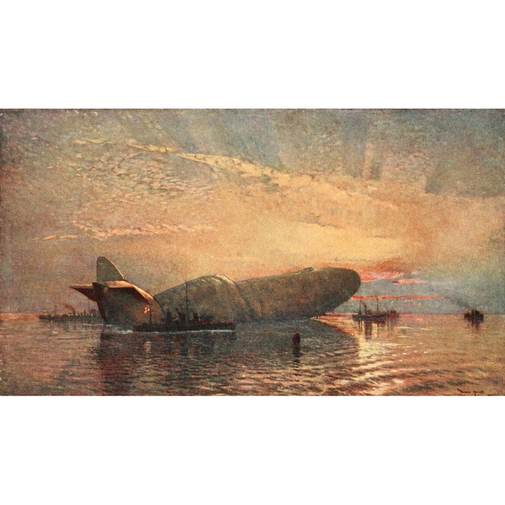 Naval Front 1920 Zeppelin L15 in the Thames 1916 Poster Print by Donald Maxwell Image 1