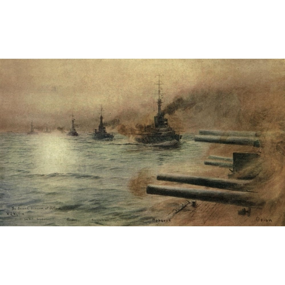 More Sea-fights of the Great War 1919 Second division at Jutland Poster Print by William Wyllie Image 1