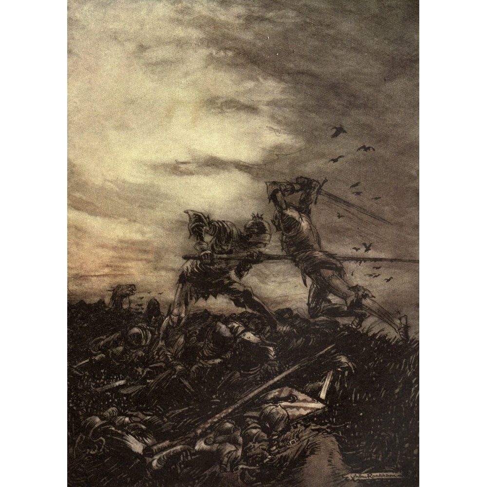 Romance of King Arthur 1917 Mordred slain by Arthur Poster Print by A. Rackham Image 2