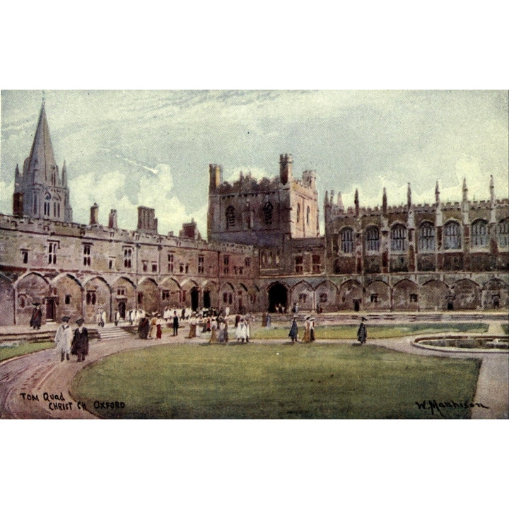 Oxford 1905 Tom Quadrangle Christ Church Poster Print by William Matthison Image 1