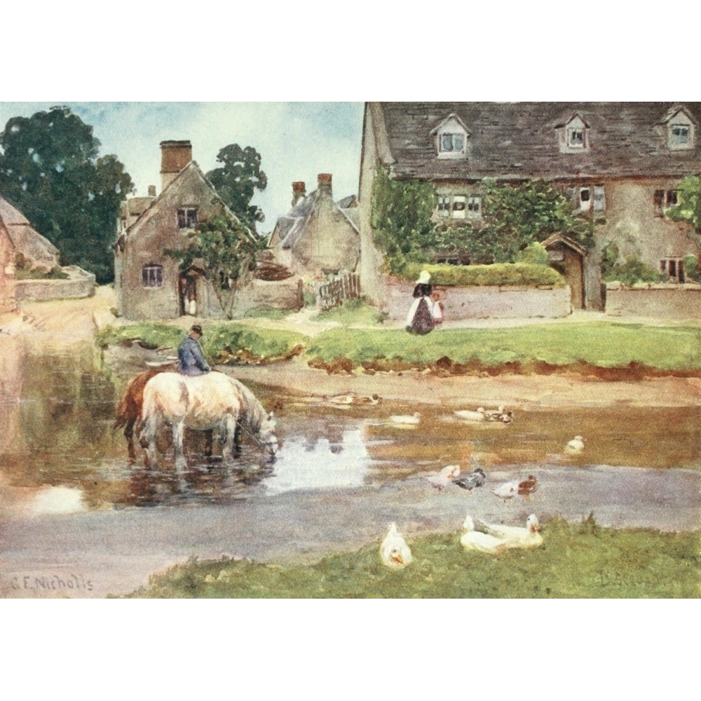 Cotswolds 1920 Lower Slaughter Poster Print by George F. Nicholls Image 1