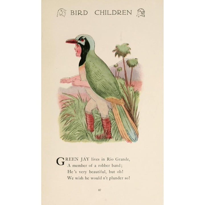 Bird Children 1912 Green Jay Poster Print by M.T. Ross Image 1