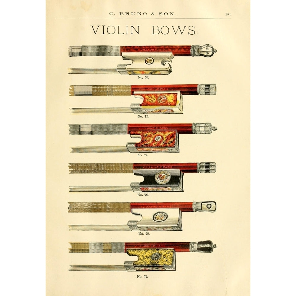 Catalogue C. Bruno and Son c.1890 Violin bows 4 Poster Print by Unknown Image 1