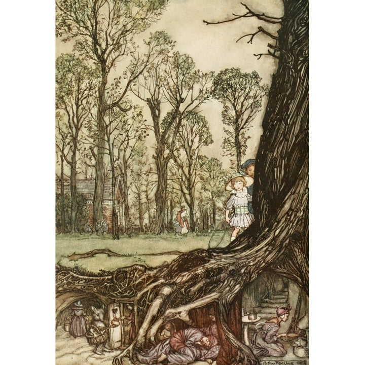 Peter Pan in Kensington Gardens 1912 Fairies in hiding until dusk Poster Print by Arthur Rackham Image 2