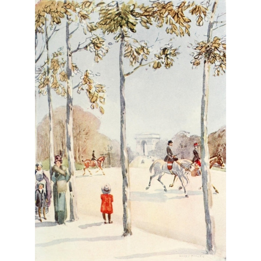 The Charm of Paris 1913 Avenue du Bois de Boulogne Poster Print by Harry Morley Image 1