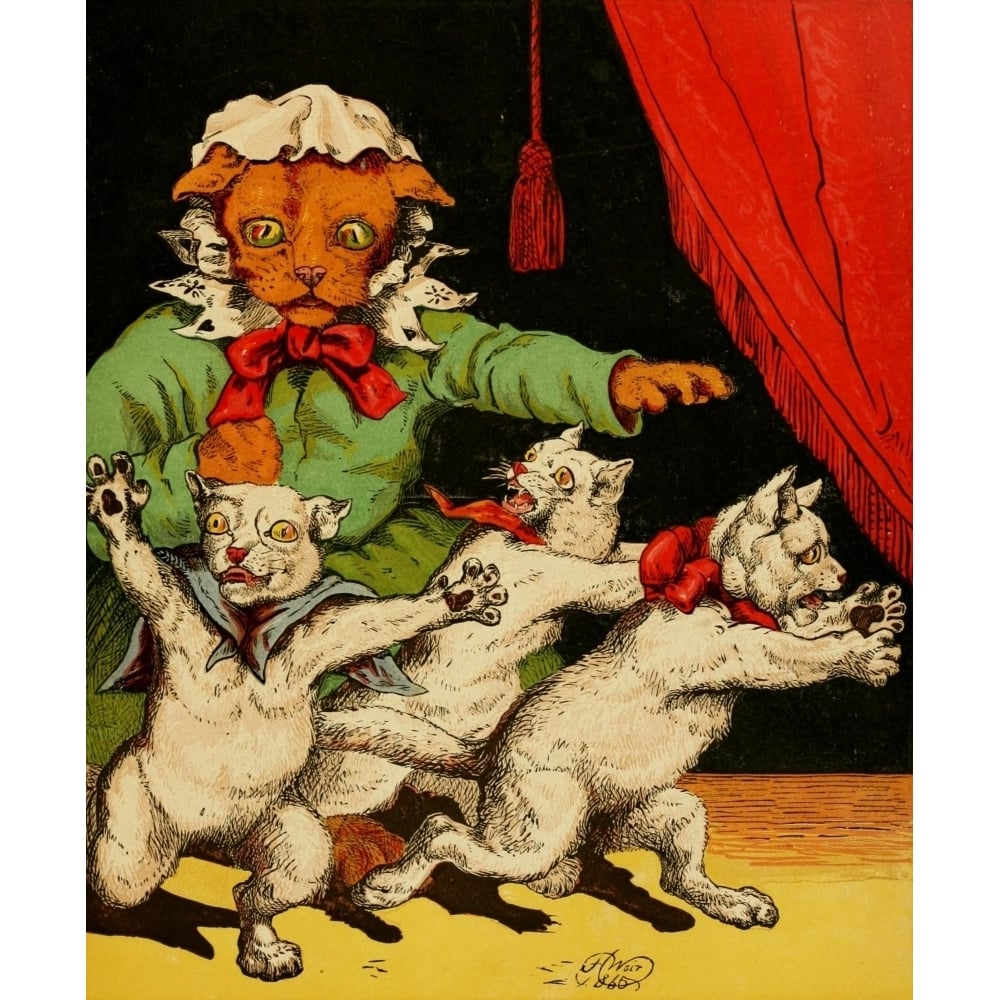 Routledges Picture Gift-Book 1866 Three little kittens Poster Print by Harrison Weir Image 1