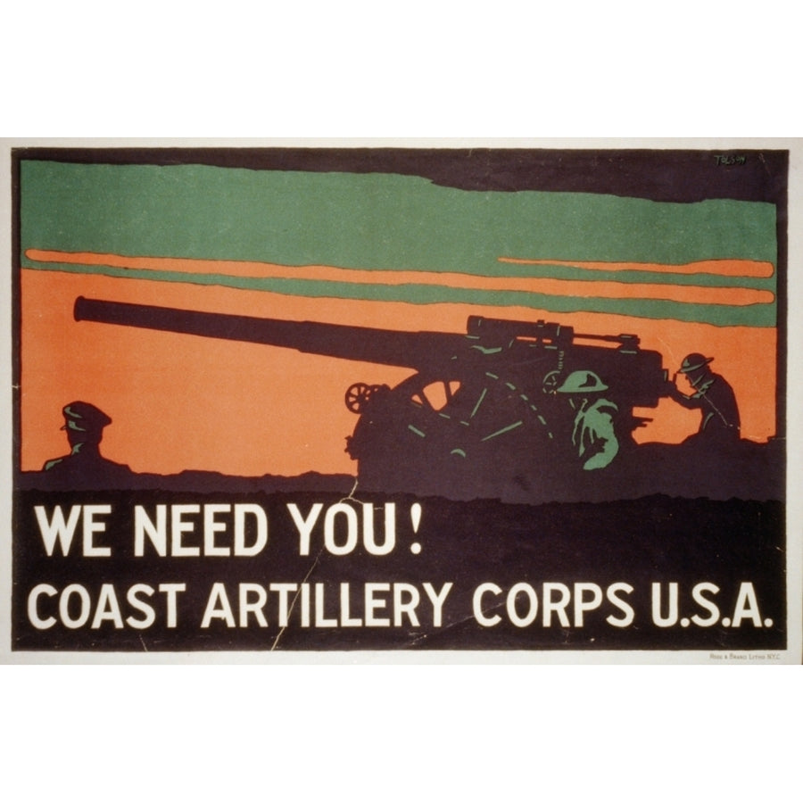 Poster 1917 We need you! Coast Artillery Corps U.S.A. Poster Print by Norman Tolson Image 1