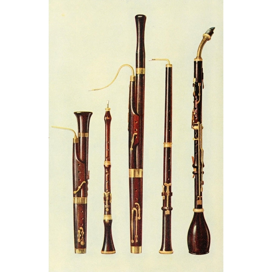 Musical Instruments 1921 Dolciano Oboes Bassoon Basset Horn Poster Print by William Gibb Image 1