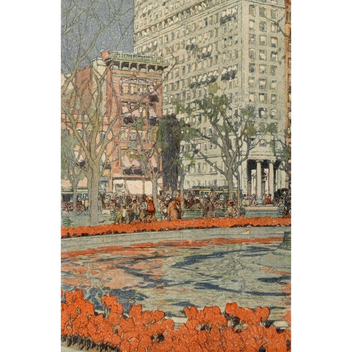 Scribners Magazine 37 1905 Tulips bloom in Union Square 1 Poster Print by Jules Guerin Image 1