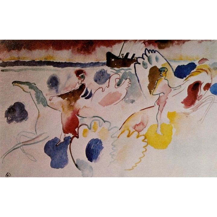 Horsemen on the shore c.1910 Poster Print by Wassily Kandinsky Image 1