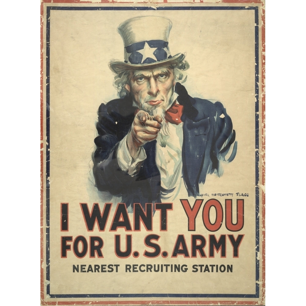 WWI Poster c.1917 I want you for the US Army Poster Print by James Montgomery Flagg Image 2