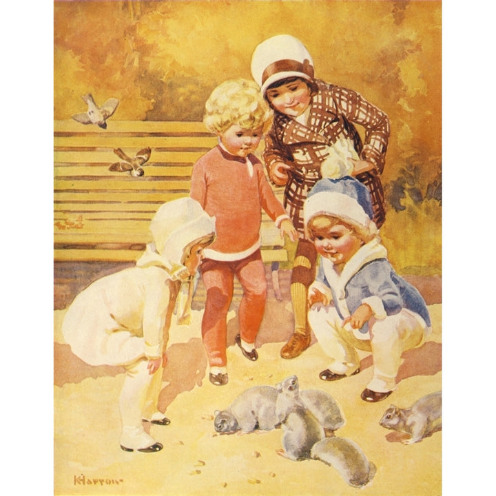 Childrens Favourite Picture Book 1928 Children with Squirrel Poster Print by Kenneth Harrow Image 1