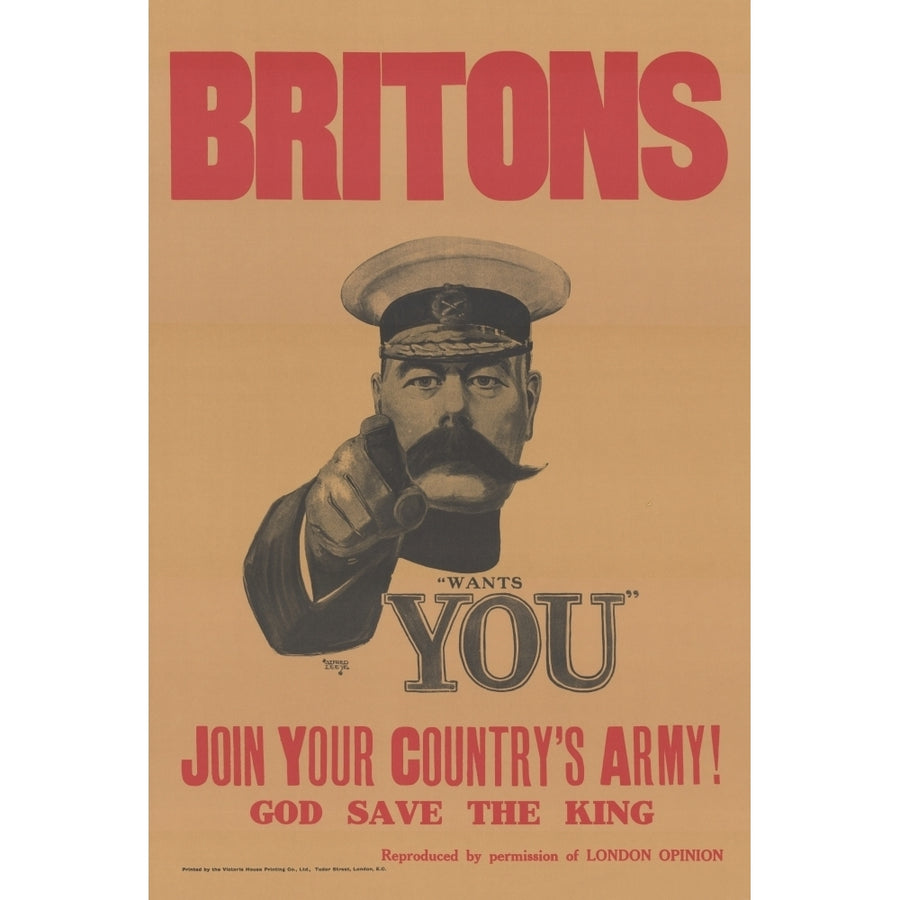 WWI Poster 1916 Kitchener Needs You Poster Print by Alfred Leete Image 1