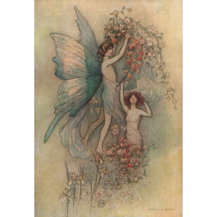 Complete Poetical Works of Geoffrey Chaucer 1912 Flora and Zephyr Poster Print by Warwick Goble Image 1