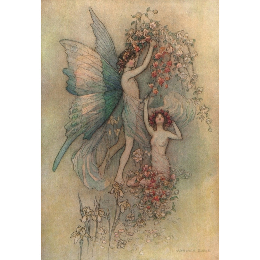 Complete Poetical Works of Geoffrey Chaucer 1912 Flora and Zephyr Poster Print by Warwick Goble Image 1