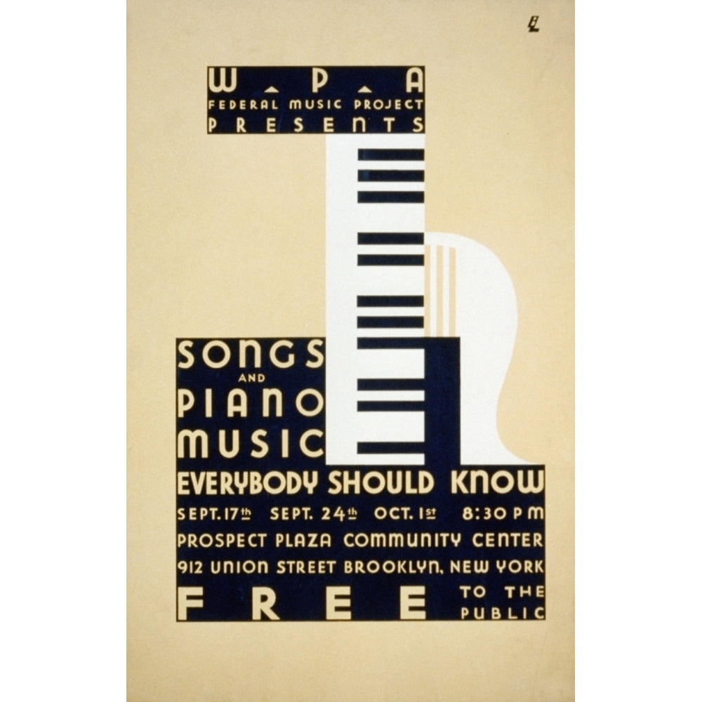 WPA Federal Music Project c.1936 Poster Print by B. Lassen Image 2