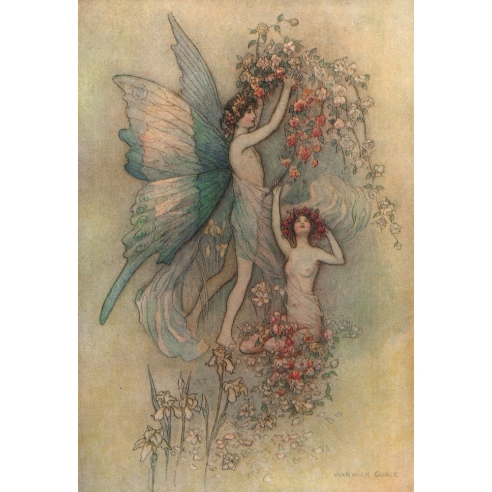 Complete Poetical Works of Geoffrey Chaucer 1912 Flora and Zephyr Poster Print by Warwick Goble Image 2