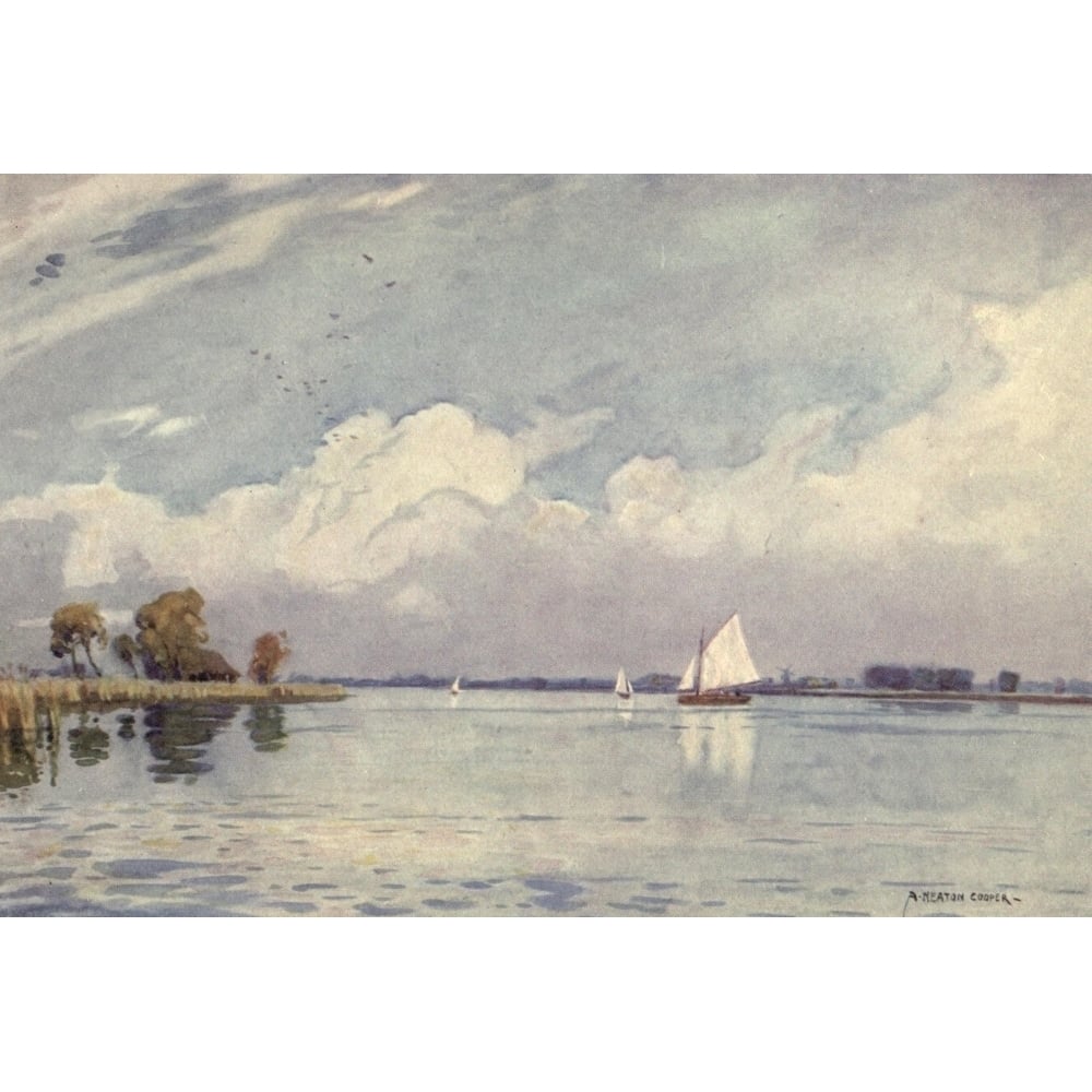 Norfolk and Suffolk 1921 Hickling Broad Norfolk Poster Print by Alfred Heaton Cooper Image 1