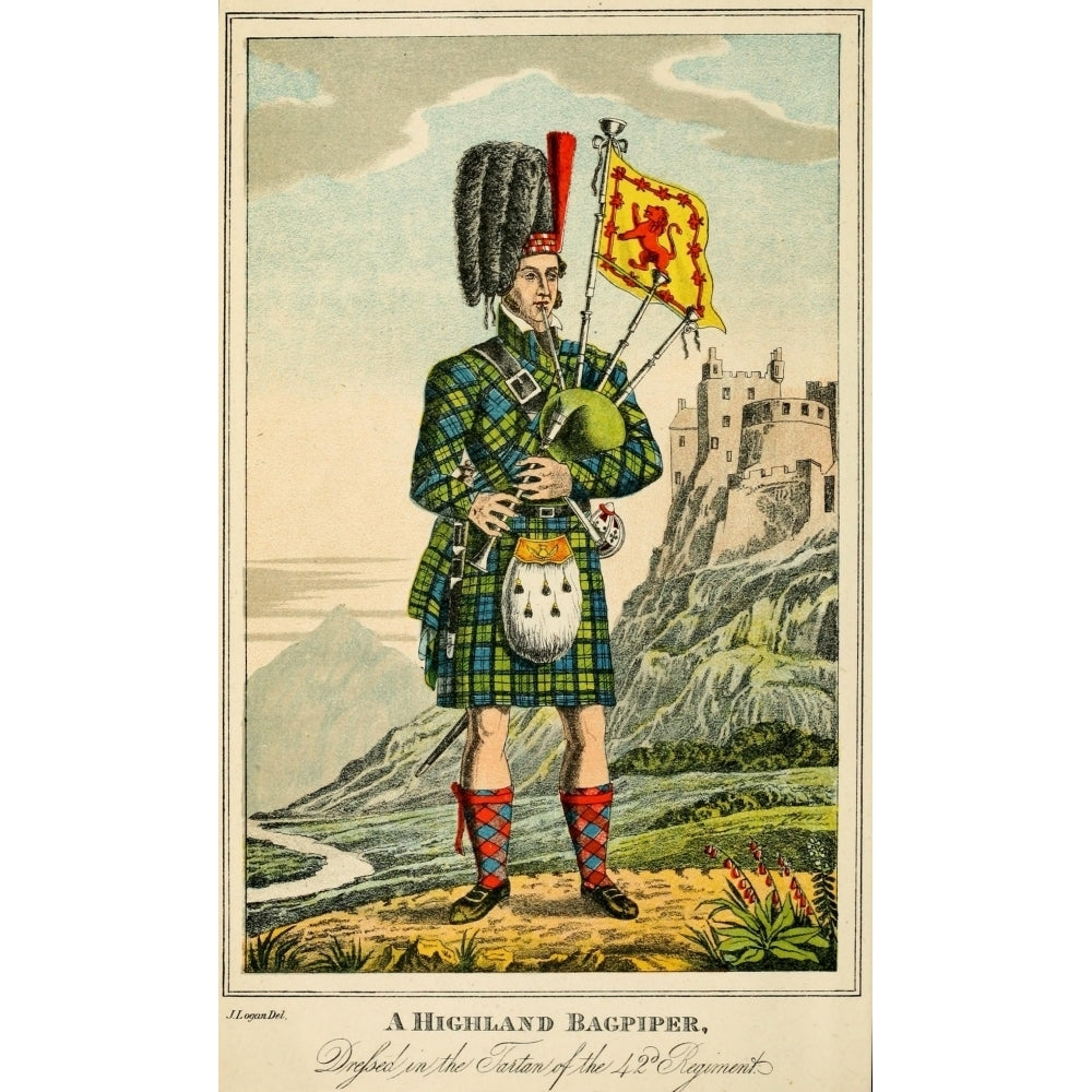 Scottish Gael 1876 Highland Bag-piper Poster Print by James Logan Image 1