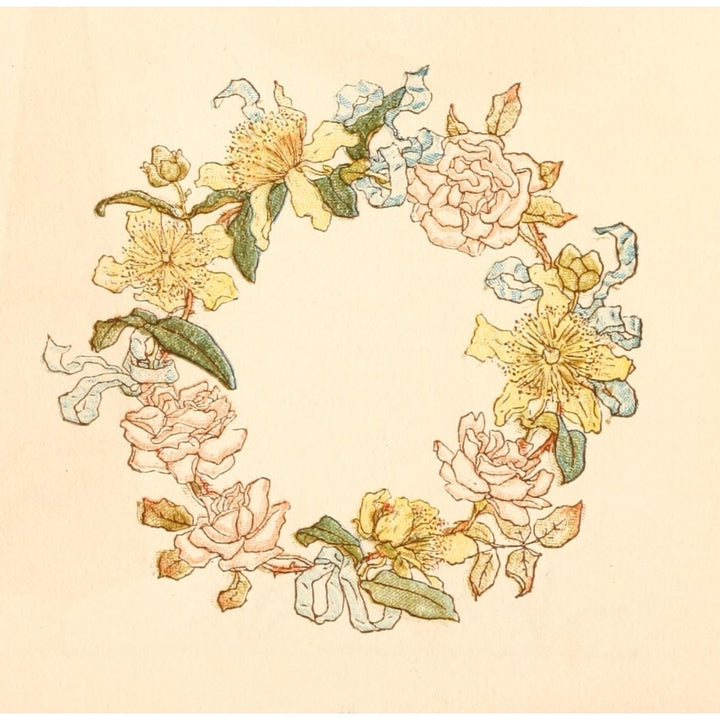 Language of Flowers 1884 Flower wreath Poster Print by Kate Greenaway Image 1