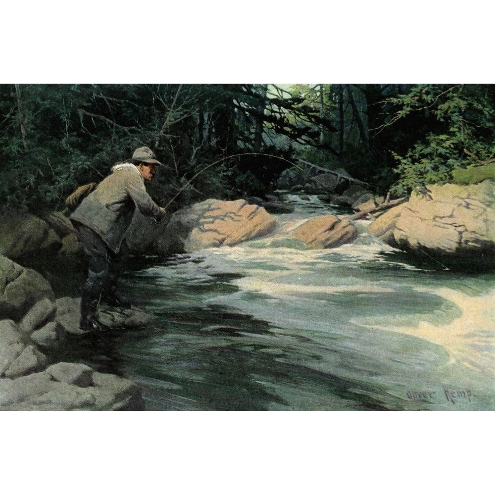 Scribners Magazine 45 1909 Trout Fishing Poster Print by Oliver Kemp Image 1