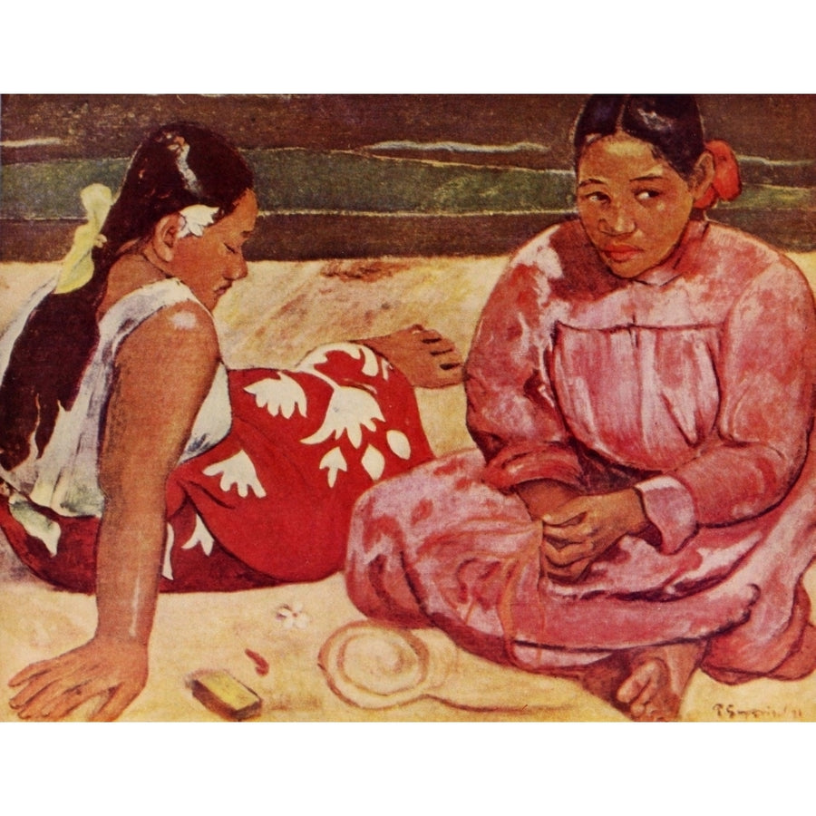 Two Tahitian Women on the Beach Poster Print by P. Gauguin Image 1